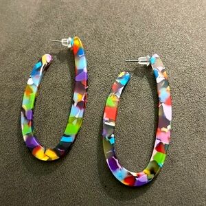 Colorful acrylic hoop post earrings